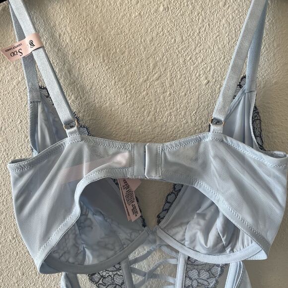 NWOT Victoria's Secret Dream Angels Bra Top S-DD Blue Lacey Boho Coquette - Picture 8 of 13